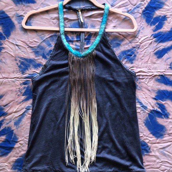 Free People Tie Dyed Fringe Top - Picture 6 of 7